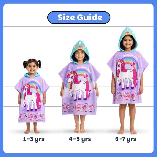 Image of Famyo Maxx Hooded Poncho Towel for Kids 1-7 Years, Purple June, 60x60 cm | Soft Quick-Dry Microfiber Kids Bath Towel | Swimming, Pool & Beach Towel for Boys & Girls for Kids