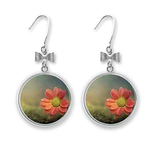 Boucles d'oreilles nœud floral rouge foncé, le cadeau idéal en métal argenté