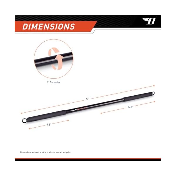 BIONIC BODY 36 Inches Light Weight Resistance Training Straight Bar – Fits All Resistance Bands/Accessories with Carabiners BBEB-020 - Image 2
