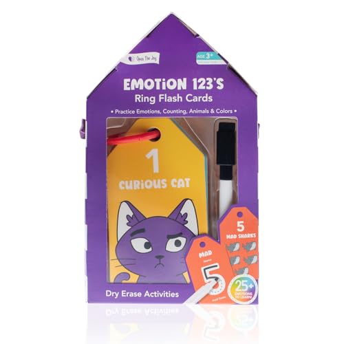 Open The Joy Dry Erase Number & Emotion Flash Cards for Kids – 123 Counting & Feelings Learning Set, Reusable Preschool Math & SEL Toys, Tracing & Writing Practice Ages 3+