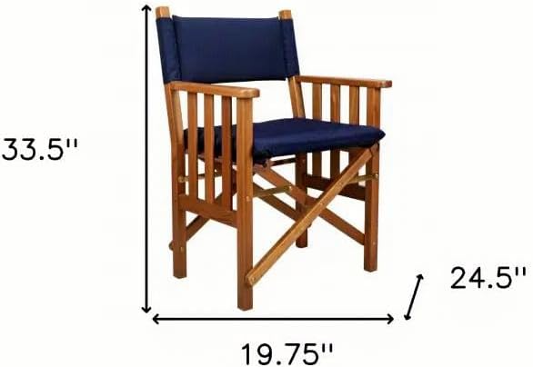 Ivory And Brown Solid Wood Director Chair With Cushion