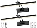 Yuichoy 2 Pack Picture Light Battery Operated for Wall, 12" Wireless Display Art Lighting for Painting with Remote, Dimmable 4200mAh Picture Frame Lights for Gallery, Black