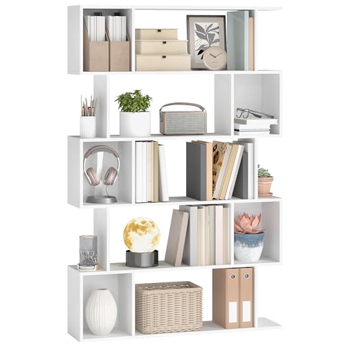 VASAGLE Bücherregal mit 5 Ebenen, Standregal, 24 x 90 x 159 cm, Aufbewahrungsregal mit offenen Fächern, für Wohnzimmer, Schlafzimmer, Arbeitszimmer, mattweiß LBC416W01 VASAGLE Bücherregal mit 5 Ebenen, Standregal, 24 x 90 x 159 cm, Aufbewahrungsregal mit offenen Fächern, für Wohnzimmer, Schlafzimmer, Arbeitszimmer, mattweiß LBC416W01