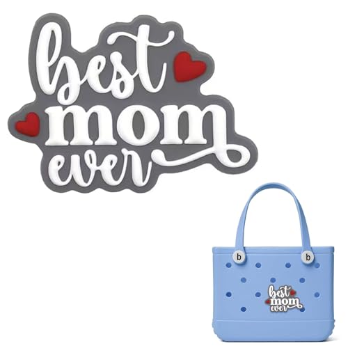 HMGES Best Mom Ever Charm for Bogg Bag – Cute PVC Insert Accessories for Rubber Beach Tote, Personalized Decoration for Women & Moms, Fits Most Brands & Sizes