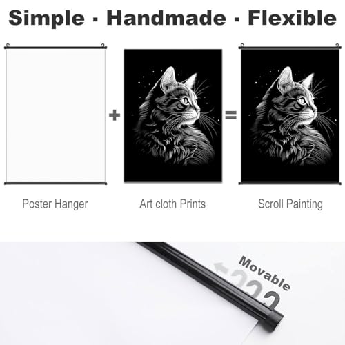 Silhouette de chat sur toile : fixation facile sans trou pour mur - 3