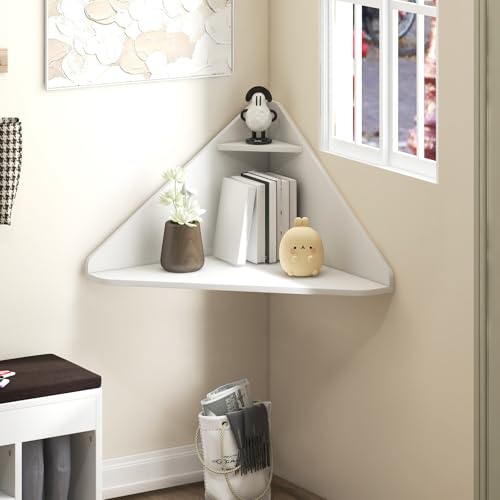 IFANNY Corner Wall Desk, Small Corner Desk with Storage Shelves,
