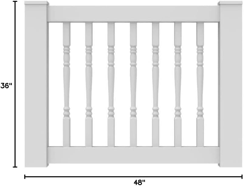 36” Vinyl T-Rail Gate Kit with Turned Balusters, White