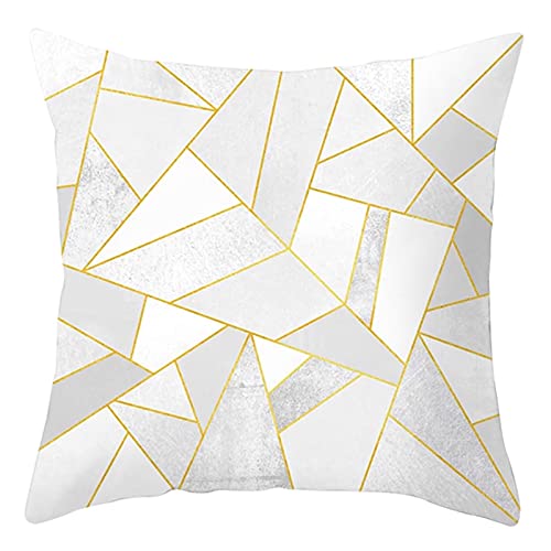 Image of Lieson Soft Throw Pillow Covers, 1Pcs Square Pillowcase 16 x 16 Inch Cushion Covers Outdoor White Yellow 40x40cm Geometric Line, Polyester