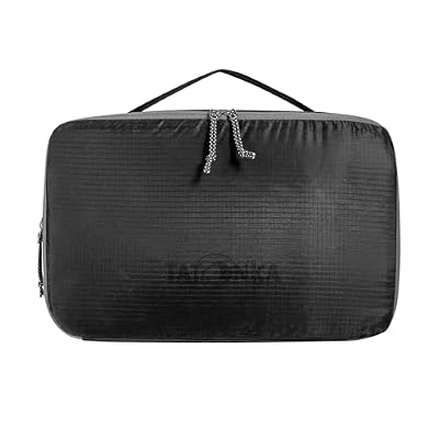 Tatonka SQZY Compression Pouch M (4L / 6L) - Ultralight and Space-Saving Packing Cube with Zip - Transparent, Compactable and PFC-Free - 29 x 18 x 8 cm (Black)