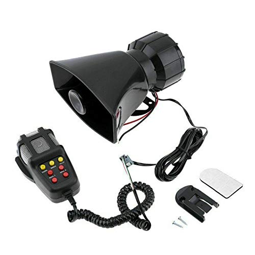 Vingtank Altavoz de Sirena para Coche, 7 Sonidos Sonidos 12V Alarma de Advertencia de automóvil Policía Sirena de Fuego Sirena Cuerno con 120db 100W Altavoz Fuerte para Furgonetas Camiones Barcos