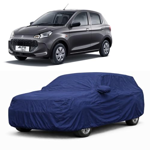 Image of Car Body Cover Compatible with Maruti Suzuki Alto 800 | Water, Dust & UV Protection | Mirror Pockets | Elastic Grip | Triple Stitch Alto 800 Car Cover (Blue)