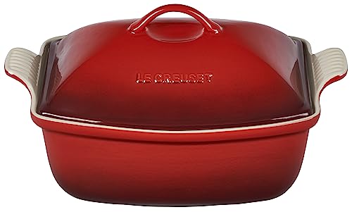 Le Creuset Heritage Stoneware Deep Baker with Lid, 4.5 qt., Cerise by Le Creuset - Used condition - US$109.59