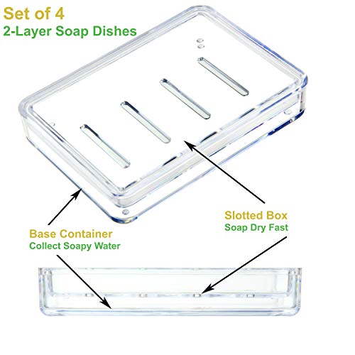 Youngever 4 Pack Soap Holders, Detachable Soap Dish, Soap Saver, Clear Bar Soap Holders For Shower, Sink Bathroom thumb #2