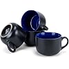 Elanze Designs 24 Oz X-Large Color Pop Mug Set of 4 - Perfect for Coffee, Cereal, Soup, Salad or Ice Cream Bowl, Oversized, Extra-Large Mugs, Cobalt Blue