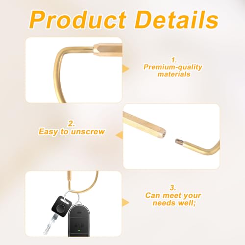 Image of BOXOB 3pcs Brass Screw Lock Keychain, Heavy Duty Car Key Organizer Gold Carabiner Keychain Clip Simple Style Brass Key Rings Holder for Men Women Keys Handbags Purse Bag Charms