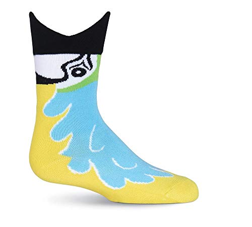 K. Bell Kids' Big Wide Mouth Crew Socks, Macaw/Blue, Shoe Size: 11-14