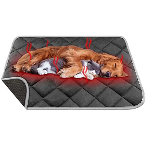 Selbstheizende Decke für Hunde XL 115 x72cm, Waschbare Wärmematte Hundedecke Hundebett Wasserdichte Faltbare Innovative Kabellose Heizmatte für Outdoor Cover