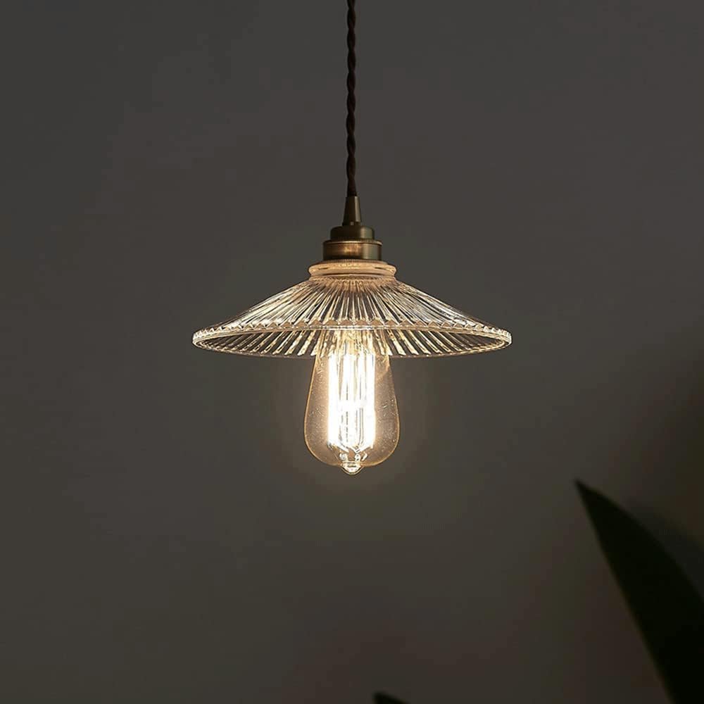 YUEGOO Chandeliers,Personality Transparent Glass Chandelier,Nordic Style Glass Metal Lamp,E27 1-Light Adjustable Hanging Light,Kitchen Island Barn Decoration Lighting Fixtures