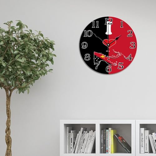 Horloge murale drapeau Papouasie 30,5 cm style vintage et silencieux - 6