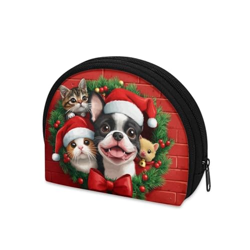 Dolyues Christmas Animal Small Coin Purse for Women Girls Zipper Change Bag Mini Pouches Travel Makeup Bag for Purse Christmas Gift Shell Coin Purse Cute