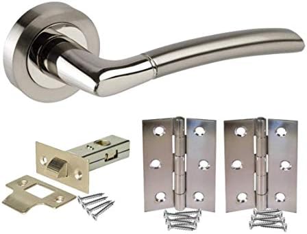 Golden Grace Indiana Design Duo Chrome Door Handle Pack with Latch and Hinges Lever Latch Handle Internal Pack GG606SSKINT
