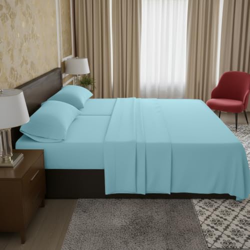 Image of Elegant Comfort Luxury Quality Microfiber 5-Piece 1500 Premium Hotel Sheet Set-Wrinkle Resistant, All Around Elastic Fitted Sheet, Deep Pocket up to 16 inch, Split King, Aqua