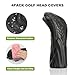 Head Covers for Golf Clubs - 4pcs Golf Club Head Covers for Woods and Driver Fairway Hybrid with Interchangeable Tags for Golf Accessories - Black