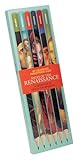 The Unemployed Philosophers Guild Faces of the Renaissance Pencilセット - ボックス木製ペイントディップ無削 #2 芯鉛筆、ユニークなデザイン6本セット。