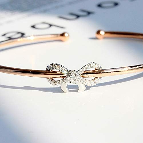 Solid 18K 2-Tone Gold Diamond Bow Tie Cuff Bracelet, 18k Diamond Butterfly Knot Wrap Cuff Bracelet, Bridesmaid Bracelet, Gold Cuff Bangle, Wholesale Available