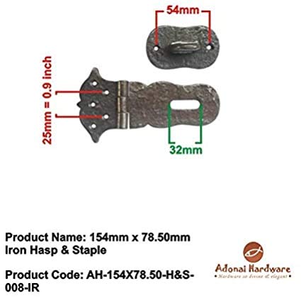Image of Adonai Hardware inchParan inch Heavy Duty Cast Iron Safety Locking Hasp and Staple (6 inch x 2 Pack, Natural Iron) for Vintage Pirates Treasure Chest, Trunks, Wooden Jewelry Box, Cases, Furniture and Sheds