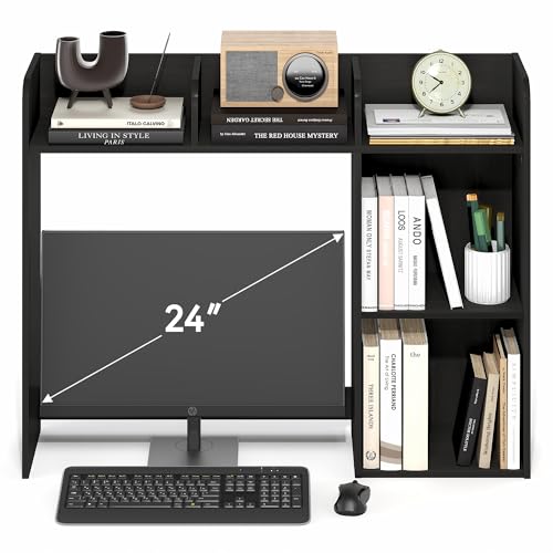 Image of Furinno Classic Desk Shelf, 5-Shelf Desktop Hutch, Book Shelf, 3-Tier Desk Organzier, for Office Supplies, Office Desk Accessories, for Home Office, College, Dorm, White