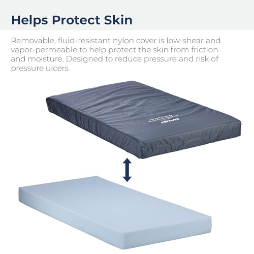 Drive Medical 15076 Decompressing Foam Mattress, Pressure-Relief Support for Homecare & Hospital Beds, High-Density Foam with Removable Cover, 275 Weight Capacity, 80"L x 36"W x 8"H, Blue by Drive Medical - Image 5