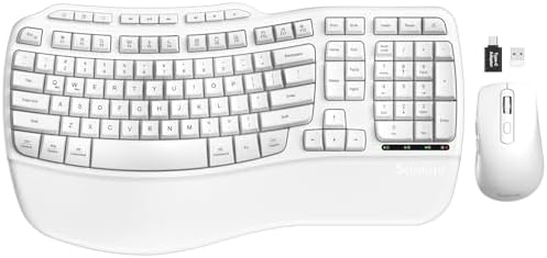 White Ergonomic Wireless Keyboard and Mouse Combo, 2.4G Full Size Ergo Wave Key Board with Cushioned Plam Rest, Natural Typing, 3 DPI Adjustable Silent Mouse for Computer/Laptop/Windows/Mac – Sablute White Ergonomic Wireless Keyboard and Mouse Combo, 2.4G Full Size Ergo Wave Key Board with Cushioned Plam Rest, Natural Typing, 3 DPI Adjustable Silent Mouse for Computer/Laptop/Windows/Mac – Sablute