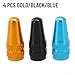 Aluminum Valve for Road for Bike and Mountain for Bike – 4-Pack/AV Inner Tube Tire Valve Covers, Waterproof, Colors: Black/Red/Blue/Gold(Black)