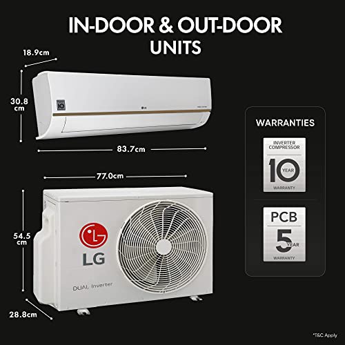 Image of LG 1 Ton 5 Star AI+ DUAL Inverter Wi-Fi Split AC (Copper, Super Convertible 6-in-1 Cooling, HD Filter with Anti-Virus Protection, 2023 Model, RS-Q14GWZE, White)