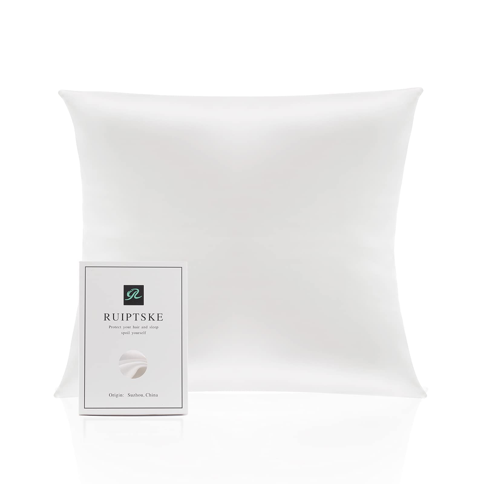 Silk Pillowcase for Pillow 100% Silk 22 Momme Oeko-Tex® Certified Anti-Aging Hair and Skin Benefits Anti-Dust Mite (60 x 60 cm, White)