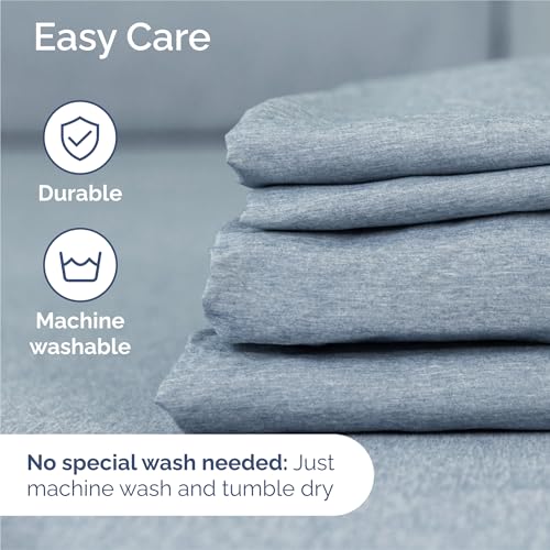 Image of King 6 Piece Bed Sheet Set - Breathable & Cooling Sheets - Heathered Blue | Ultra Soft Hotel Luxury Bedding Set w / 8-16 Inch Deep Pockets - 1 Flat & 1 Fitted Sheet & 4 Pillowcases - Wrinkle & Fade Free