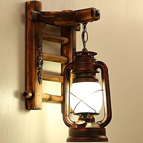 Wall Lamp Industrial Wall Light E27 Vintage Wall Lighting Retro Lamp Metal Wood Glass Lampshade Wall Light Living Room Balcony Corridor Resin Nostalgia Stair Lights Home Decorating Cover