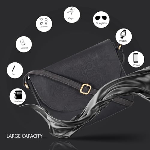 Image of Genuine Leather Shoulder Crossbody Purse For Women with Adjustable Strap, Mobile Pocket & Outside & Inside Zipper