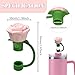 2 Pack Rose Straw Toppers Compatible with Stanley 14oz&20oz&30oz&40oz Tumbler 10mm Straw Covers Cap-Pink Blue