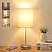 USB Bedside Table Lamp, 3-Way Dimmable Touch Lamp Modern Nightstand Lamp with Round Fabric Lampshade Metal Base Ambient Light for Bedroom, Office, Guest Room, Dorm, 6W 2700K LED Edison Bulb Included