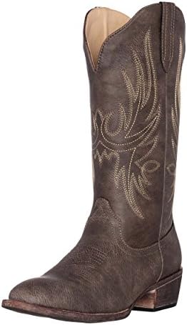 Women's Western Cowgirl Cowboy Boot | Brown Cimmaron Round Toe by Silver Canyon