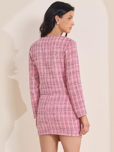 Allegra K Women's 2 Piece Skirt Sets Tweed Blazers Button Down Jacket Mini Skirt Set Business Casual Outfits 20254