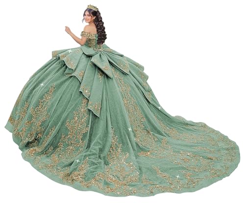 Mouccy Dusty Sage Lace Quince Dresses with Ruffles Off Shoulder 15 Dress