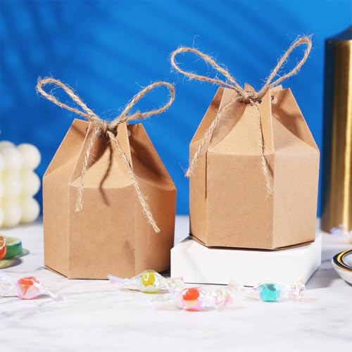 Caixa de doces de papel, caixa de embalagem Kraft Lantern com barbante reciclado de chocolate, embal