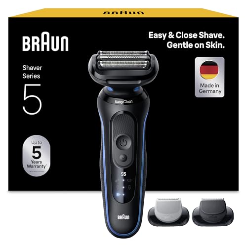 Braun Series 5 Elektrorasierer Herren, Rasierapparat mit 50 Min. Akkulaufzeit, +2 Aufsätze, Kabelloser Nass- und Trocken...
