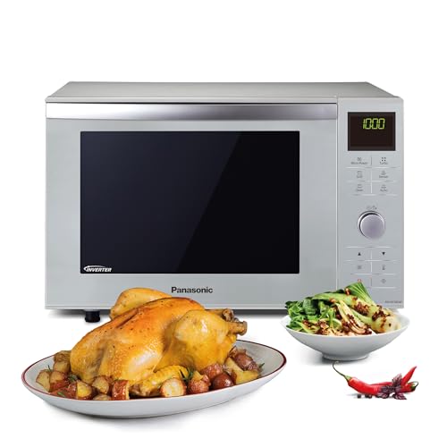 Panasonic NN-DF385MEPG Four à Micro-Ondes Combiné avec Gril, Plateau, 23L, 1000W, 16 Programmes Automatiques, Décongélation Turbo, 6 Niveaux de Puissance, Minuterie, Affichage LED, Argenté