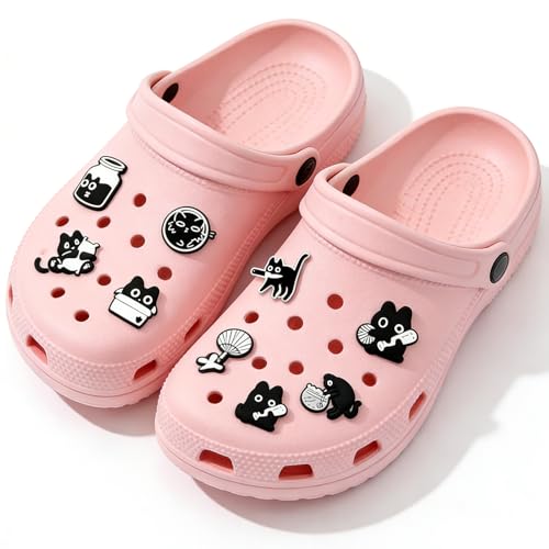 13 Stück Anstecker für Crocs, Schwarze Katze Schuh Charms fur Crocs, Shoe Schuhanstecker Katze, Cartoon Zubehör für DIY Dekoration Schuhe Party Geburtstagsgeschenke