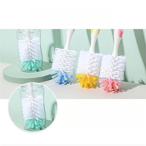 Brosse pour biberons et tasses à long manche rotatif - Lot multicolore - 4