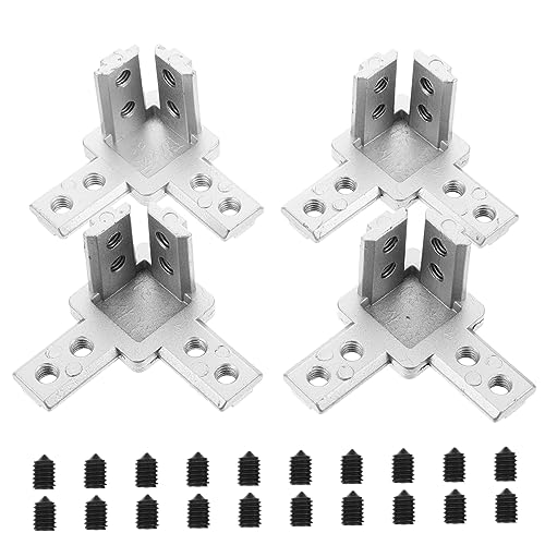 4 Sets 3-way End Corner Bracket Connector, Zinc Alloy